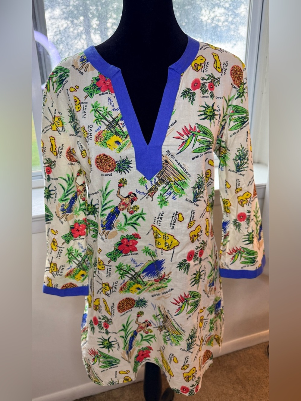 J. Crew retro Hawaiian print preppy resort swim cover up lightweight cotton sm